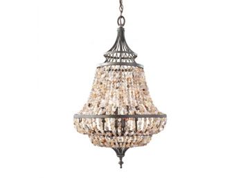 Feiss Maarid Rustic Iron And Stone 4-light Chandelier