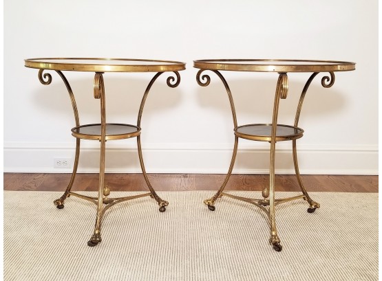 A Pair Of Brass And Marble Side Tables By Galimberti Lino