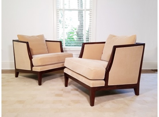 A Pair Of Custom Designed Mahogany Framed Armchairs