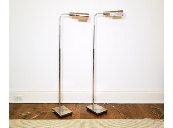 A Pair Of Modern Chrome Standing Lamps