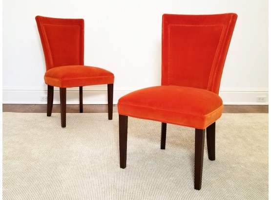 A Pair Of Rich Velvet Upholstered Side Chairs (Possibly Donghia)