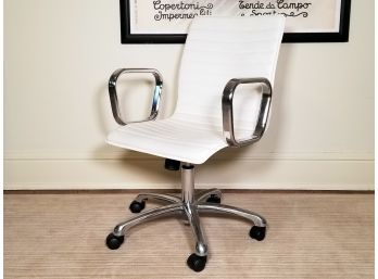 A Leather And Polished Alloy Office Chair By Crate & Barrel