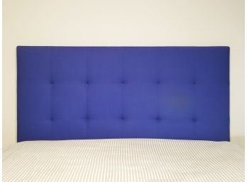 A Modern Queen Size Upholstered Headboard In Blue Canvas
