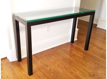 A Modern Industrial Metal And Glass Console
