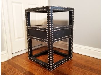 A Black And Nailhead Trimmed Nightstand