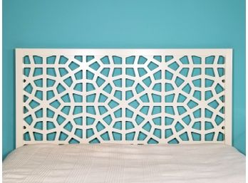 A Modern White Lacquerware Queen Size Bedstead