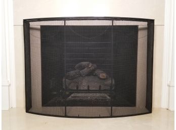A Cast Iron And Mesh Fireplace Screen