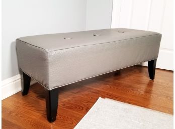 A Leather Upholstered Bench In Slate Grey
