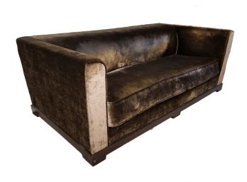 A Deco Inspired Modern Sofa In Chocolate Velvet By B&B Italia/Maxalto