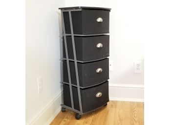 A Metal And Fabric Storage Shelf