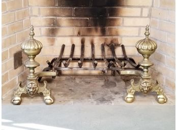 A Pair Of Early 20th Century Brass Fireplace Chenets
