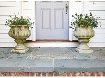 A Pair Of Cast Stone Planters