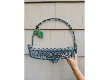 Decorative Blue Wire Basket - Indoor Or Outdoor