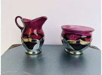 Farber Bros. Red Pitcher And Bowl Set