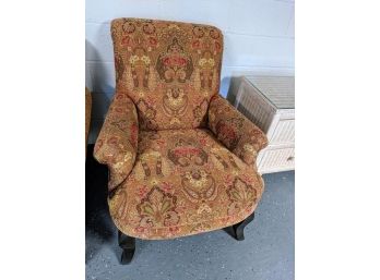 Super Comfy Large Paisley Armchair  In Golden Yellow And Reddish Hues