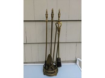 Brass Fireplace Tool Set - In Very Good Condition