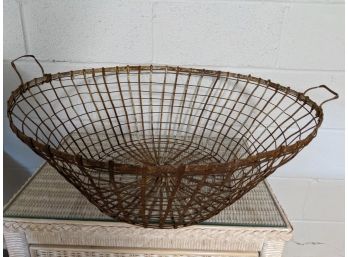 Large And Fabulous Rusted Metal Woven Basket!!