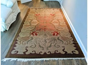 Matching Kilim Dhurrie Rug 5ft. X 9ft.  In Beautifully Muted Tones
