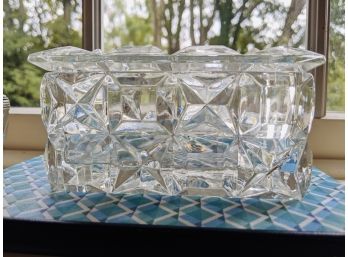 Small Antique Cut Glass Lidded Container -