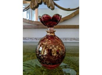 Red And Gold Glass Perfume Bottle