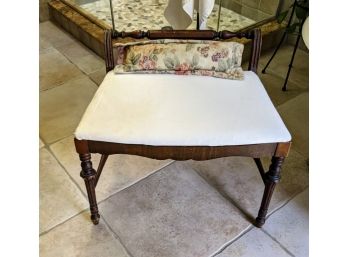 Antique Vanity Or Small Boudoire Chair  With Antique Floral Pillow