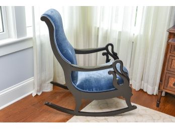 Upholstered Gooseneck Wood Rocking Chair