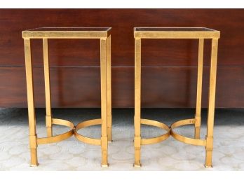 Pair Of Hollywood Regency Style Gilt Mirrored Tables