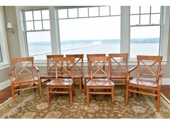 Set Of Eight Pottery Barn Aaron Dining Chairs
