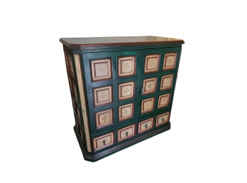 Green / Gold / Ivory Painted TV Cabinet - Have A Smaller TV? Hide It In Style!