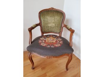 French-Style Arm Chair With Needlepoint Upholstery
