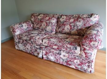 Hickory, NC Overnight Sofa Floral Sleeper - Pink / Green / Ivory