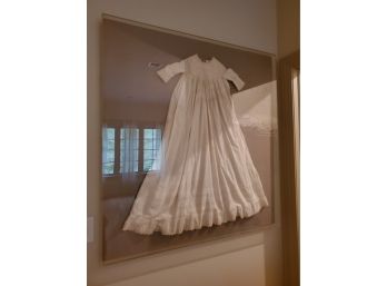 Large Scale! Antique Christening Gown In Modern Acrylic Frame