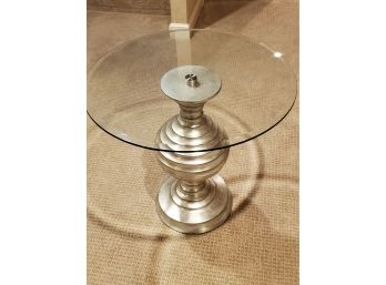 Glass Top Pedestal Accent End Table