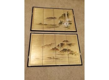 Pair Of Asian Folding Panel Art