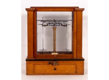 Voland & Sons Of New Rochelle, NY Antique Scale In Glass Case
