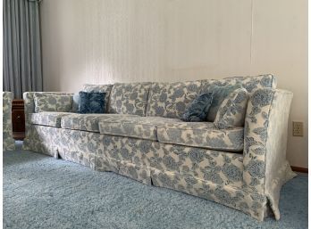Amazing Vintage Couch | Blue & White Velvet With Floral Patterns
