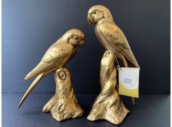 Absolutely Fantastic Pair Of Gold Leaf Covered Parrots. Made By Freeman Mcfarlin Potteries