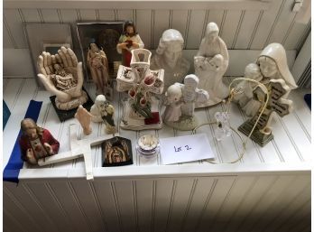 Religious Lot 2- Includes A Petite Hanging Waterford Crystal Cross.