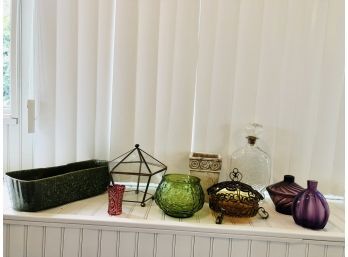 Colorful & Interesting Collection Of Glass, Crystal And Ceramic Vessels.