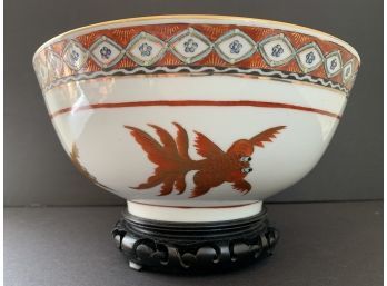Large Japanese Porcelain Ware Bowl, Decorated In Hong Kong, TFF