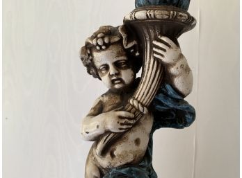 Ornate  Cherub Sconce With Yellow Candle