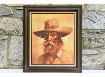 Signed Braun Oil On Canvas Cowboy Painting