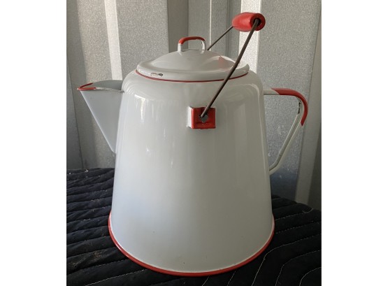 Red And White Enamel Coffee Pot