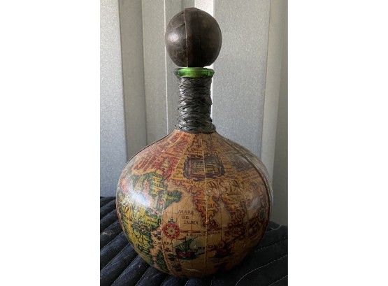 Green Glass Decanter Wrapped In Leather