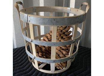 Basket With Metal And Some Large Pinecones