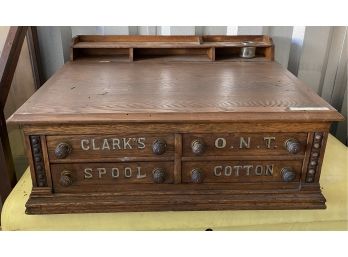 Antique Oak Spool Cabinet With Four Drawers