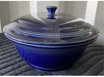 Blue Fiestaware Covered Caserole Dish