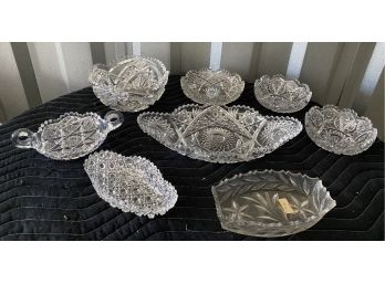 Cut Crystal And Glass Lot Serving Dishes