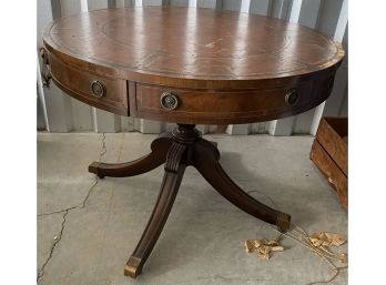 Two Drawer Leather Top Occasional Table