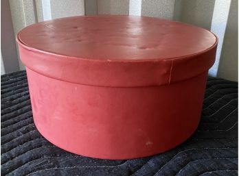 Faux Red Leather Hat Box